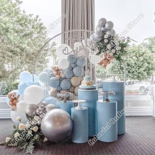 76pcs Double Apricot Wedding Birthday Party Background Baby Shower Maca Blue Silver Anniversary Holidays Dinner Balloon Garland