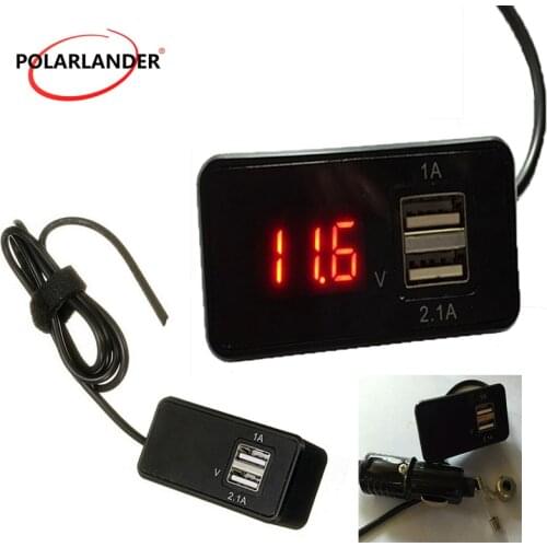 12 V Digital LED Car 1A 2.1A Output Phone Charger 2 in 1 Dual USB Battery Volt Meter Gauge