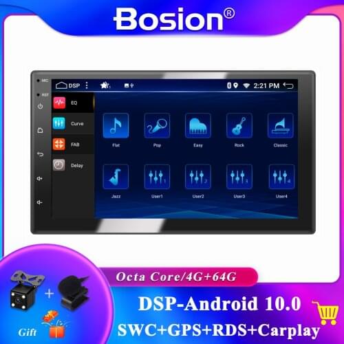 7"/9"Car Multimedia Player With DSP Android 10.0 Head Unit Car Radio Stereo GPS Navi 4G+64G Carplay BT DAB Wifi Camera MIC RDS