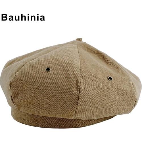 Bauhinia brand multicolor octagonal beret female summer thin section British retro wild fashion style painter bud hat beret