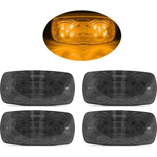 FEEDOPAL 4PCS 4-Inch Smoked Lens Amber 12V Waterproof Trailer Side Marker Light 10LED Truck Anti-Collision Signal Warning Light
