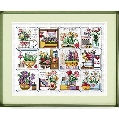 Fishxx Sets embroidery cross-stitch kits flowers In December the vase on needlework Paintings