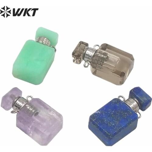 WT-P1574 New lady fashion essence oil bottle perfume bottle small size natrual stone stainless steel perfume bottle pendant