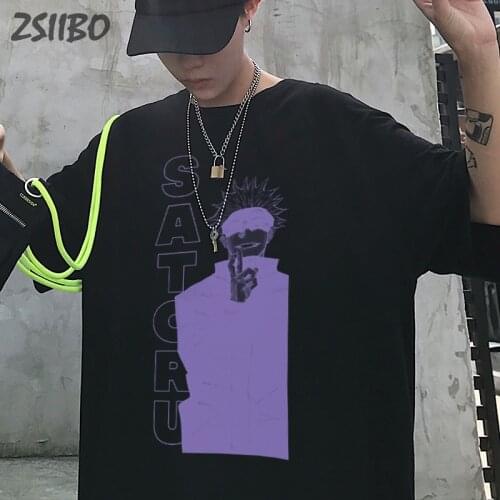 Jujutsu Kaisen Anime Print Mens tshirt Gojo Satoru Short Sleeve T Shirt Cotton Harajuku Yuji Itadori T-shirt Men Streetwear Tops
