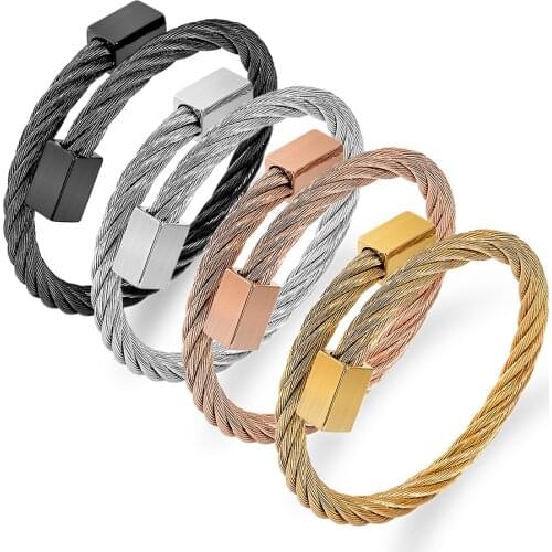 Classic Couple Bracelet Stainless Steel Rose Gold Color Adjustable Bracelet and Bracelet Wedding Jewelry