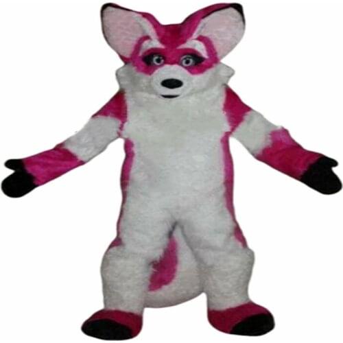 Halloween Sexy Fursuit Long Fur Red Husky Mascot Costume Suit Adult Wolf Fox Dog Costume Cosplay Party Game Dress Girls Costume