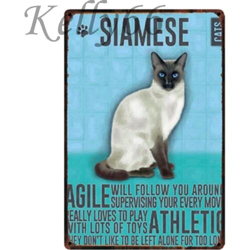 [ Kelly66 ] Siamese CAT Metal Sign Tin Poster Home Decor Bar Wall Art Painting 20*30 CM Size y-1790