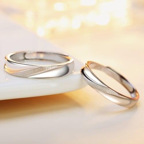 Trendy Lover Rings 100% Real 925 Sterling Silver Rings Wedding Rings Couple Jewelry Ring Valentine Gift Scrub Rings To Engrave