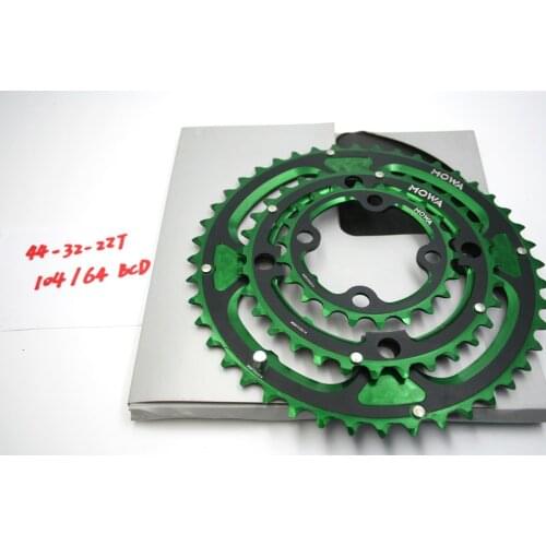 MOWA MTB bike Chainring Set 44/32/22T 104/64 bcd 4 arm Black Green CNC