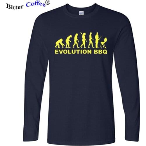 Autumn and Winter Evolution BBQ Barbecue T shirt Men Retro Stylish Homme Tee Shirt Long Sleeve Cotton Plus Size T-shirt