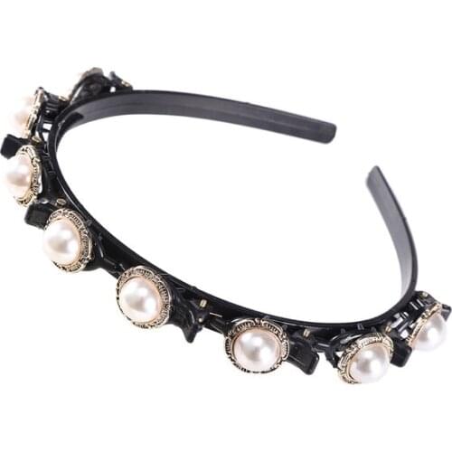 Men Women Sports Hair Band Hoop Top Metal Double Bangs Flower Rhinestone Hair Accessories