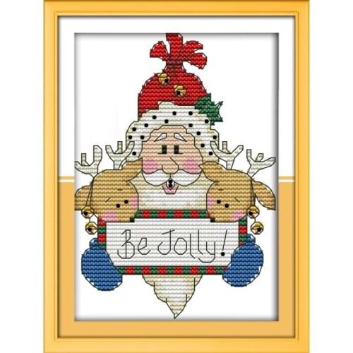 Joy Sunday Santa Claus and elk Cross stitch kit pattern canvas DMC 14CT Cross stitch set DIY Christmas Home decoration send gift