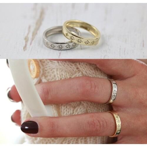 New Simple Engagement Band Valentines Day Gift Star Burst Northstar Minimal Women Rings Factory Wholesale Lovely Eterntiy Brand