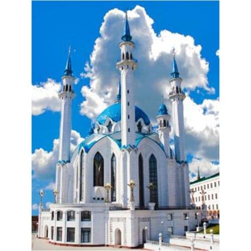 New Arrivals 5D DIY Full Round Diamond Painting Religious Mosque 3D Embroidery Cross Stitch Rhinestone Mosaic Home Decor Y303