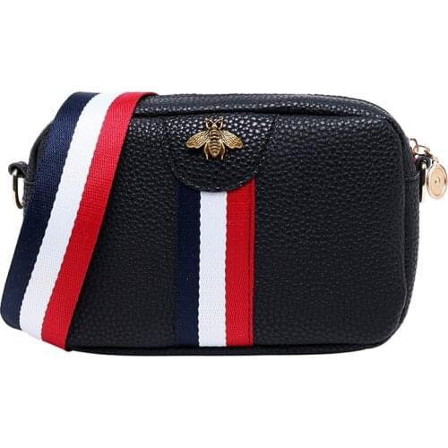 Wholesale Bee Womens Shoulder/Crossbody Bag Stripe Zipper Fashion Belt Wholesale 202 lovely Mini bags lady coin Purse