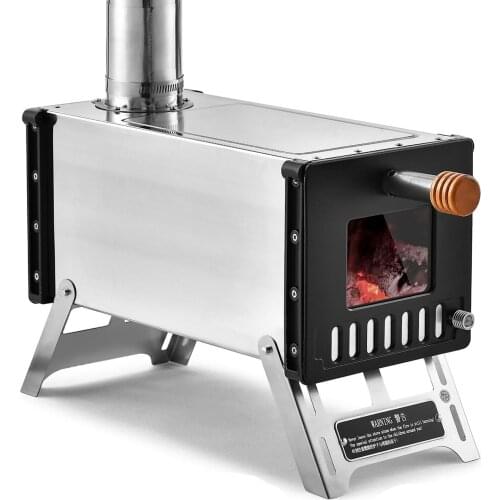 Tent Wood Stove with Chimney Pipes Camping Tent Heating Stove Portable Wood Burning Stove for Camping Heating Cooking