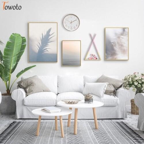 Pastel Color Canvas Painting Nordic Poster Minimalist Print Neutral Blush Pink Gray Wall Art Wall Pictures for Living Room Decor