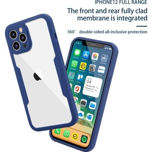 PET Film Transparent Acrylic Back Cover 360 Full Coverage Shockproof Case For iPhone 11 12 Pro Max XSMax XR XS X 8 7 Plus SE2020