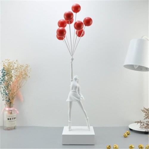 LUXURY BALLOON GIRL STATUES BALLOONS GIRL ART SCULPTURE RESIN CRAFT HOME DECORATION CHRISTMAS GIFT 57CM TALL