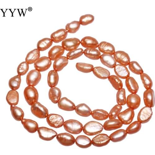 Nuggets Orange 5-6mm 14.5 Inch Loose Beads Cultured Baroque Freshwater Pearl Beads For Jewelry Making Diy Necklace