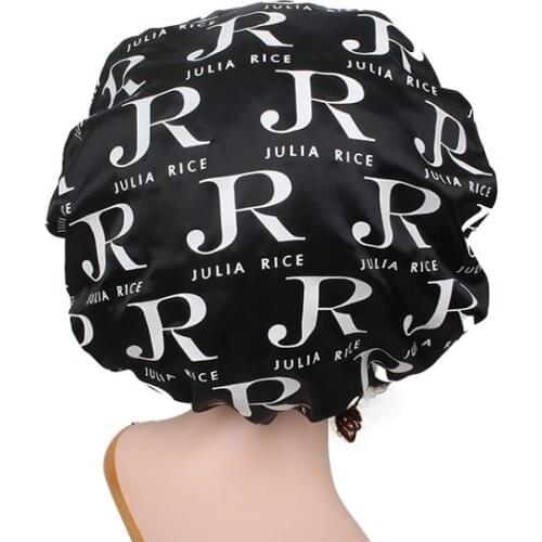 Custom all over repeat logo printing satin double layer bonnet cap full logo edge control wrap scarf frontal head band tie