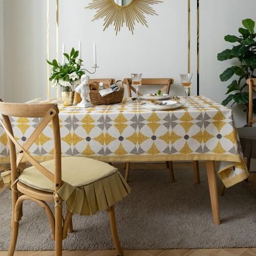 1PC Yellow Color Tablecloth Thick Rectangle Table Covers Living Room Restaurant Decor Table Cloth Cotton Linen 140*180/140*220CM
