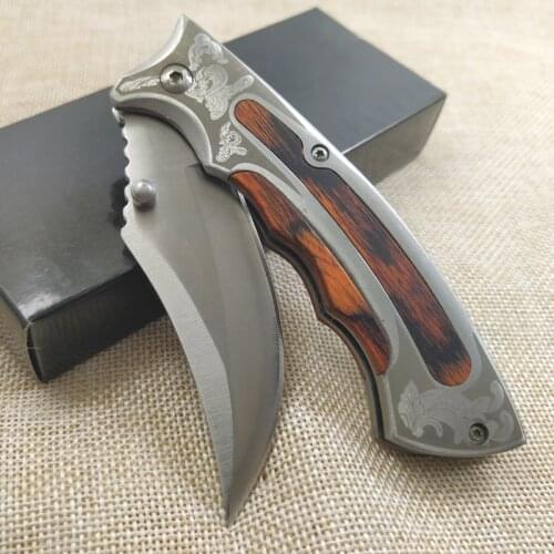 High Quality Folding 440C blade Tactical Knife Pocket Knives Hunting Camping Knife Wood Handle Survival Outdoor Tool Knife