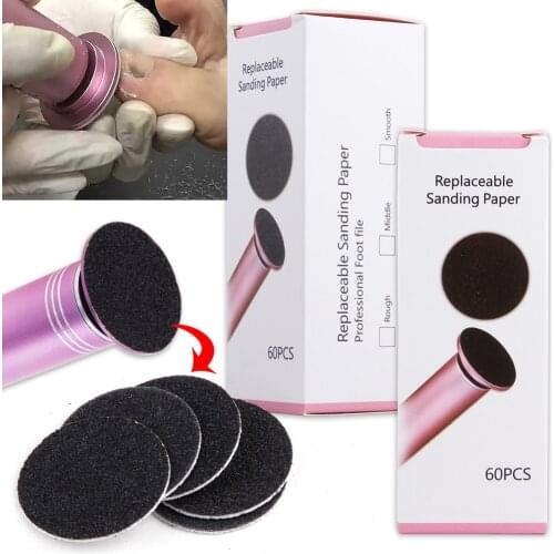 60Pcs/Box Replacement Sandpaper Disk Foot Pedicure Discs Sanding Paper Accessory For Electric Foot File Callus Remover Machine