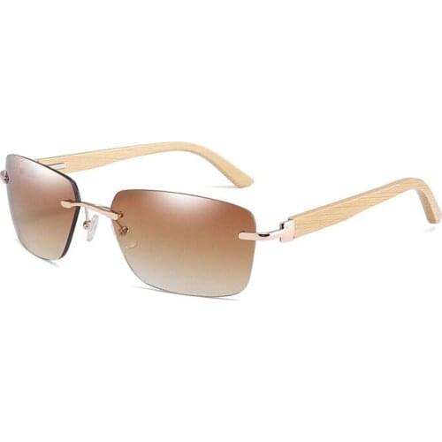 Bamboo Wood Square Sunglasses Men UV400 Sun Glasses Eyewear Women Original Rectangle Rimless Wooden Legs Sunglass Gafas de sol