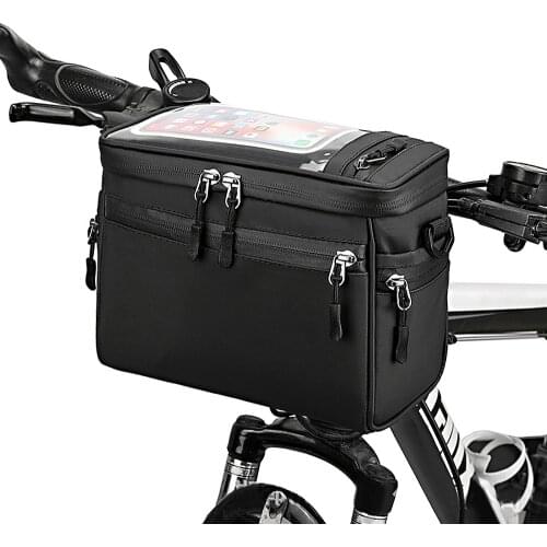 Bicycle Handlebar Bag Cycling Bike Front Tube Bag Bike Pannier Shoulder Bag Carrier Pouch Black case for bicycle accessories