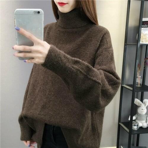 Fashion Thick Turtleneck Sweater Women Winter Clothing Girls Korean Loose Vintage Sweater Knitted Pullover Long Sleeve Knitwear