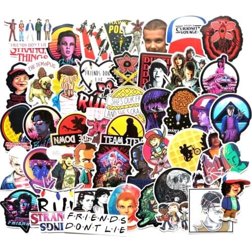 TD ZW 50 Pcs/lot American Drama Stranger Things Laptop Stickers For Car Luggage Skateboard Motorcycle PVC Waterproof Sticker