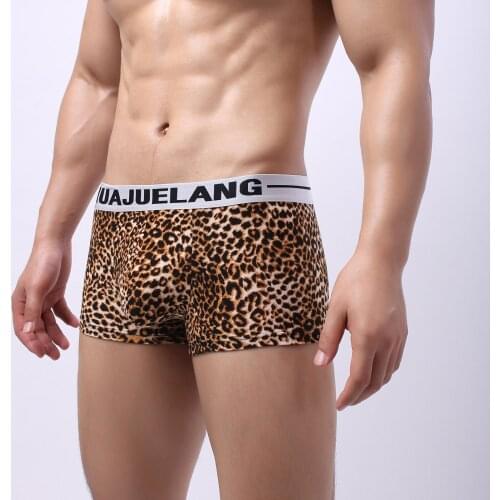 Fashion Brand New Men Underwear Boxer Men Letter Leopard Print Underpants Slim Fit Double Layer Elastic Waist Boxer Briefs