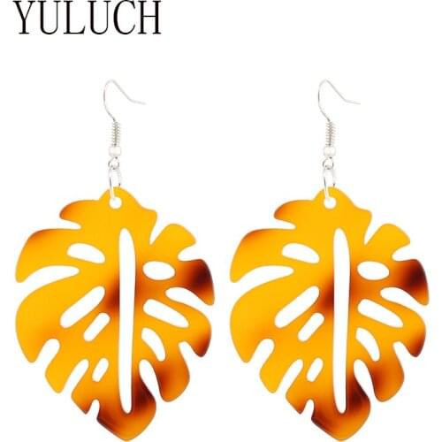YULUCH Novel acrylic leaf pendant earrings for women elegant fashion party accessories girls shopping jewelry lady earrings