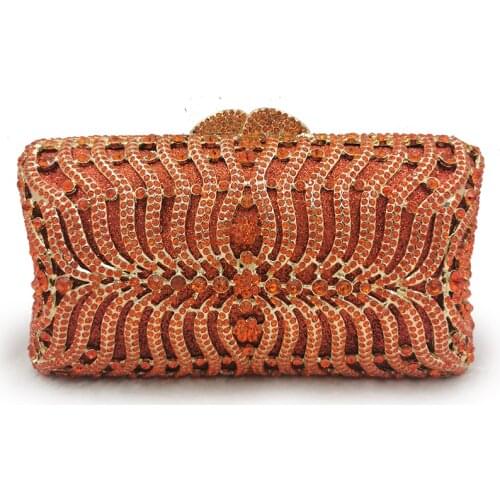 New Arrival Orange Rhinestone Crystal Clutch Bag High-End Evening Purse And Diamond Women’s Shoulder Handbag Mini Wallet Purses