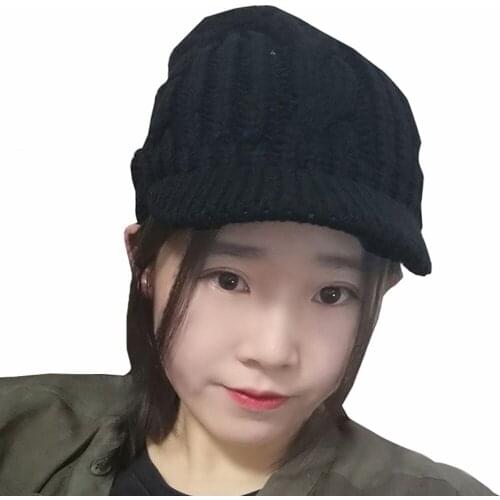 Hat Womens winter womens wool hat mens small brim hat knitting ear protection warm hat outdoor leisure sports baseball cap