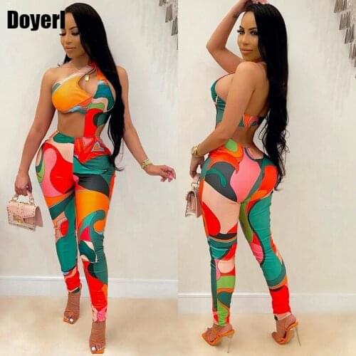 Hollow Out Clubwear Party Jumpsuits for Women 2021 Sexy Elegant One Shoulder Backless Bodycon Jumpsuit Overalls Women Romper