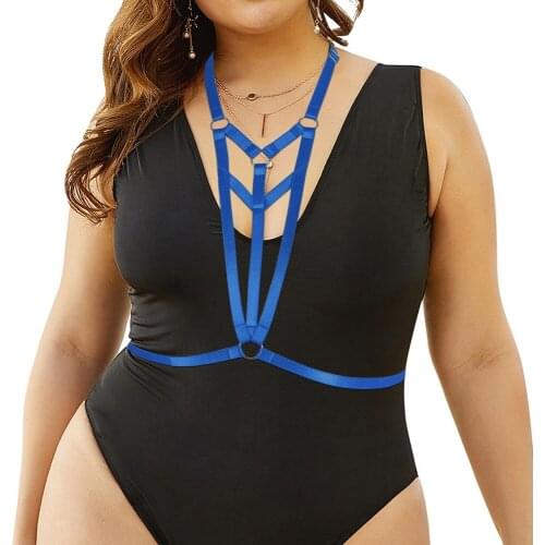 Gothic Sexy Lingerie Sexy Plump Womens Underwear Body Garter Exotic Costume Stockings Garter Belt Top Harness Bondage Plus Size