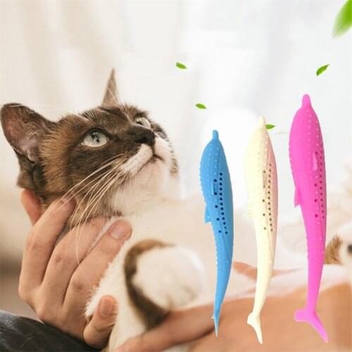 Pet Self-cleaning Toothbrush Brush Bad Breath Tartar Tooth Tool Dog and Cat Cleaning Supplies Funny Cat Silicone Fish Toy