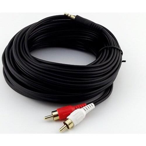 1pc 3.5mm Stereo Male Plug to 2 RCA Phono Male Plug Audio Video AV Adapter Connector Cable Gold Plated 10M