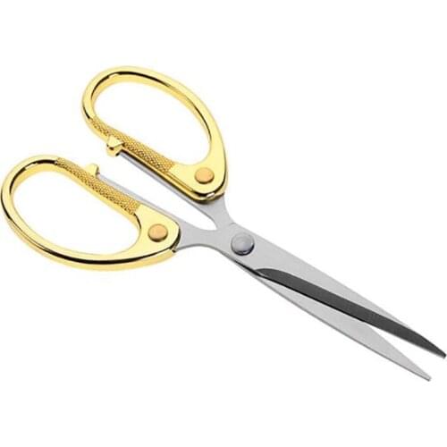 1pc gold alloy stainless steel practical scissors for household DIY cutting sewing, daily office student stationery scissors