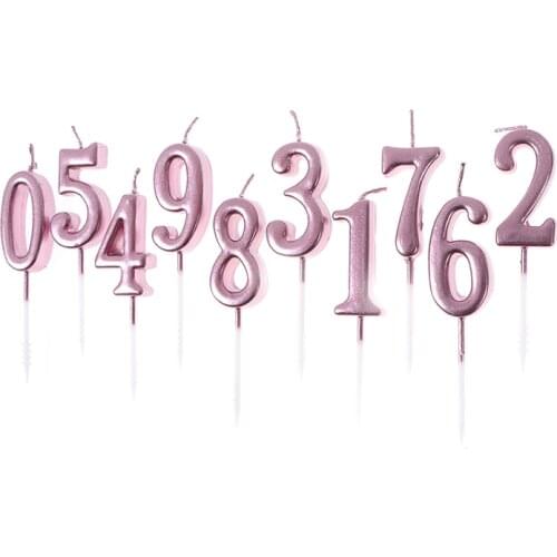 1pc Rose Gold 0-9 Number Candles Cake Cupcake Topper Party Supplies Candles For Happy Birthday Party Decorations