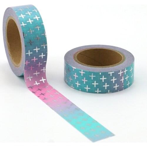 1X 15mm Silver Cross Star Ribbon Set Print Scrapbook and Paper Tape
