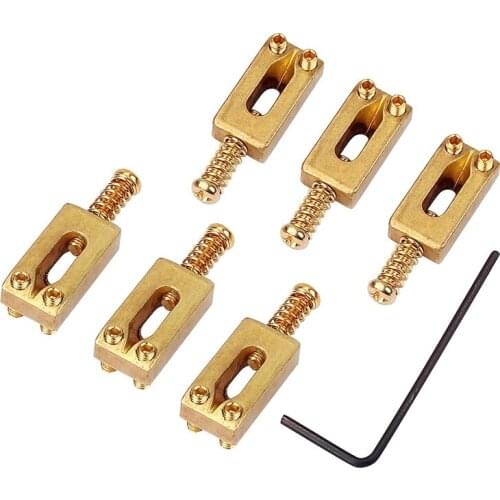 6Pcs Guitar Bridge Saddles Brass Block Dice Telecaster Bridge with Wrench for Electric Guitar 30X11X6mm