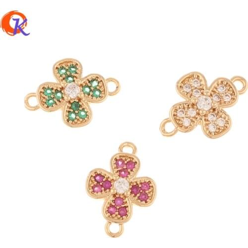 Cordial Design 50Pcs 9*13MM Jewelry Accessories/DIY Making/Hand Made/Flower Shape/Earring Findings/CZ Charms/Jewelry Connectors