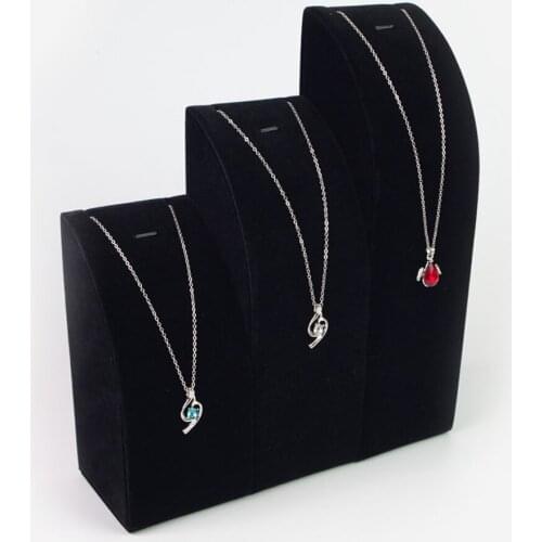 Velvet Necklace Display Stand Black Women Jewelry ShowCase Holder Organizer