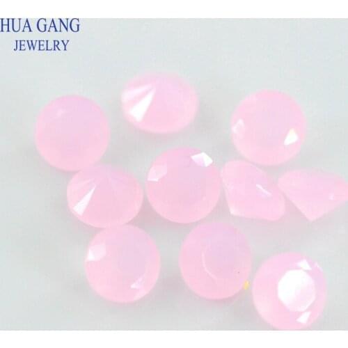 Free Shipping Size 1.5-12mm Color Pink Translucent Round Shape Machine Cut Loose Glass Stone Synthetic Gems For Jewlry