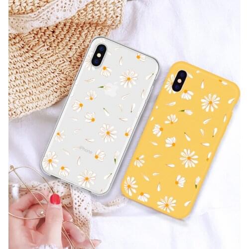 Cute Luxury Daisy Phone Case For iPhone 7 8 XR XS MAX 6 6S Plus Soft silicone Transparent Phone Case For iPhone 8 7 Plus 5 5S SE