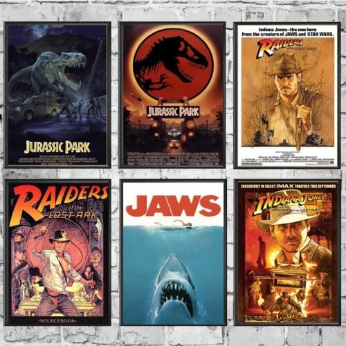 E.T. /JAWS/The Termina/Jurassic Park Spielberg Movie Posters Painting Coated Poster White Paper For Home Bar Wall Decor/Stickers