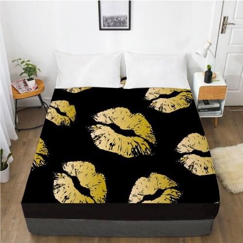 Fitted Sheet Mattress Cover With Elastic Band Bed Sheets Bedding Linens Queen King Size Bedsheet 90/160X200CM Black Kiss